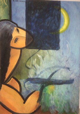 Raffaella Cascella, L'Alta Marea   Dipinto A Olio Su Cartone Telato, 1981