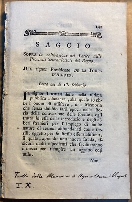 Agraria, Botanica: Coltivazione Del Larice (De La Tour d'Aigues) E Lana (De Guerchy)