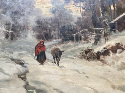 Grande Veduta Paesaggistica Di Ilio Giannaccini, 'Nevicata', Dipinto Certificato