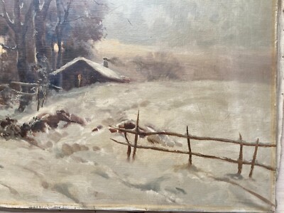 Grande Veduta Paesaggistica Di Ilio Giannaccini, 'Nevicata', Dipinto Certificato