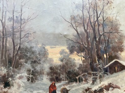 Grande Veduta Paesaggistica Di Ilio Giannaccini, 'Nevicata', Dipinto Certificato