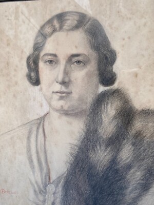 Arte Del Novecento, Artista C. Parcus: Ritratto Di Signora Con Pelliccia