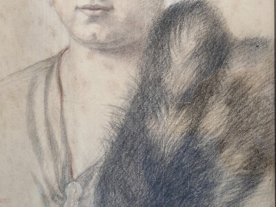 Arte Del Novecento, Artista C. Parcus: Ritratto Di Signora Con Pelliccia
