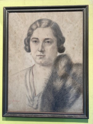 Arte Del Novecento, Artista C. Parcus: Ritratto Di Signora Con Pelliccia