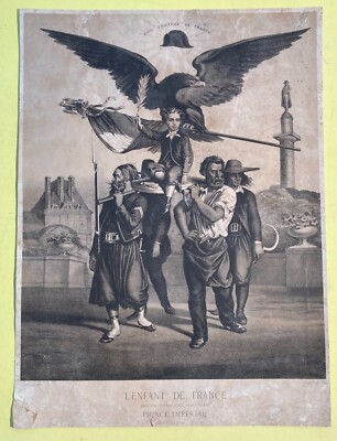 Napoleonica, Francia: Antica Stampa Allegorica, Artista Costiaux, Lito d'Arlingue