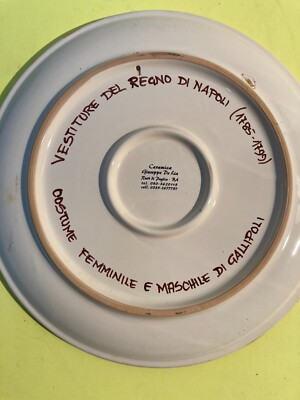 Piatto In Ceramica Figurata Con Costumi Di Gallipoli, Giuseppe De Lia, 2013