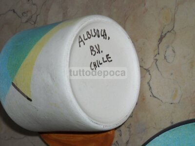 Tazza Con Piattino In Ceramica Di Albissola, Decoro Futurista Attribuito A Francesco Cangiullo