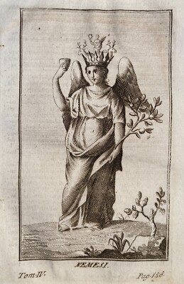 Arte, Mitologia E Simbologia: Nemesi, Allegoria Della Giustizia E Della Vendetta, Incisione Antica
