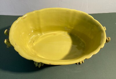 Antica Zuppiera In Ceramica Con Decoro Floreale, Pomolo A Pera E Piedi Leonini