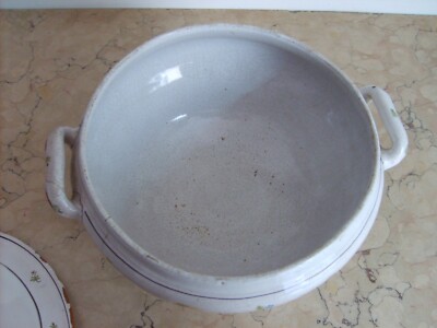 Antica Zuppiera In Ceramica Con Decori Floreali Policromi