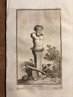 Arte, Mitologia, Simbologia, Allegoria: Priapo, Sessualità Maschile. Antica Incisione