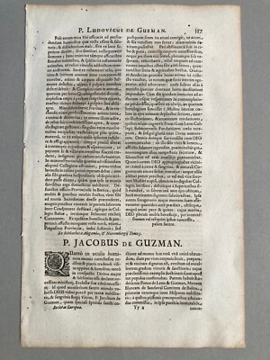 Gesuiti Celebri: Jacobus De Guzman, Spagna   Antica Incisione   Artista Heinsch, Incisore Kilian