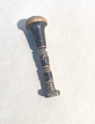 Antico Timbro In Legno Ebanizzato Con Monogramma LL Inciso