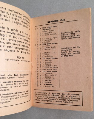 Calendario Studentesco, Università Cattolica Del Sacro Cuore, Milano, 1942 1943