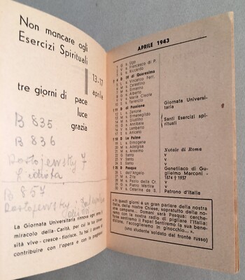 Calendario Studentesco, Università Cattolica Del Sacro Cuore, Milano, 1942 1943