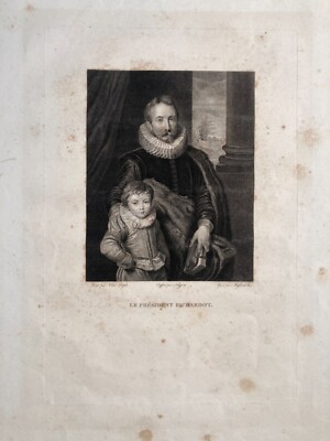 President Richardot. Ritratto Inciso All'Acquaforte Da Massard E Nigeon (da Anthony Van Dyck)