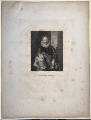 President Richardot. Ritratto Inciso All'Acquaforte Da Massard E Nigeon (da Anthony Van Dyck)
