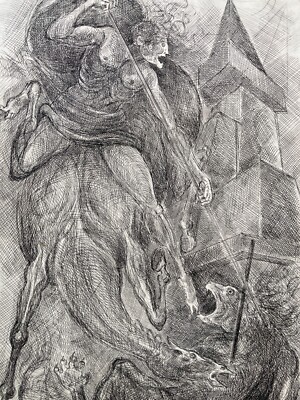 Angelo Canevari   San Giorgio E Il Drago   Incisione All'Acquaforte   1973