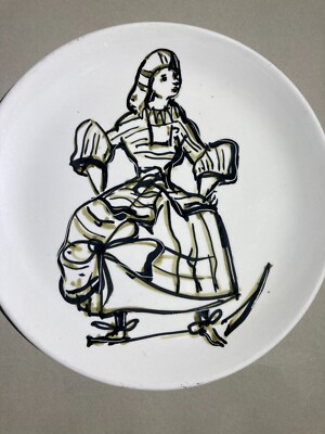 Piatto In Ceramica Artistica Art Rumi Milano, Decoro Con Figura Femminile