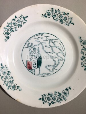 Risorgimento, Unità d'Italia: Piatto In Ceramica Con Cartografia E Allegoria, Fornace Salomone