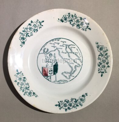 Risorgimento, Unità d'Italia: Piatto In Ceramica Con Cartografia E Allegoria, Fornace Salomone
