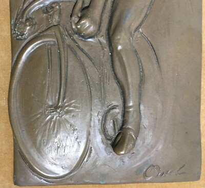 Sport, Ciclismo, Biciclette, Arte: Artista Scultore Morel, Placca Artistica d'Epoca