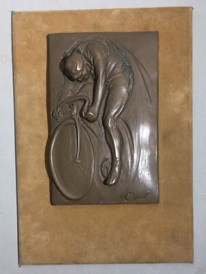 Sport, Ciclismo, Biciclette, Arte: Artista Scultore Morel, Placca Artistica d'Epoca