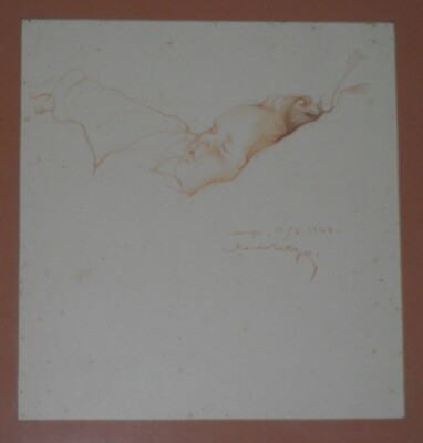 Marina Battigelli, Ritratto Di Bimbo Addormentato. Disegno Originale A Sanguigna, 1943