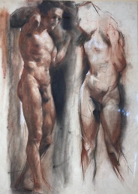Antonio Bassi (Trani): Coppia Di Nudi Artistici, Tecnica Mista Su Carta Anni '30