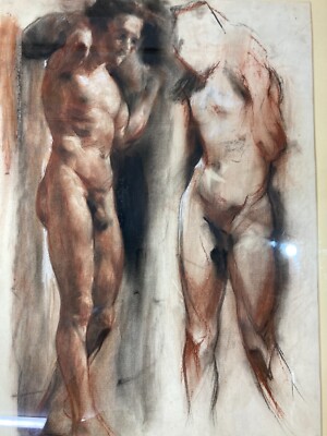 Antonio Bassi (Trani): Coppia Di Nudi Artistici, Tecnica Mista Su Carta Anni '30