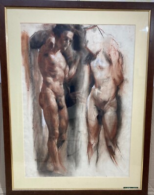Antonio Bassi (Trani): Coppia Di Nudi Artistici, Tecnica Mista Su Carta Anni '30