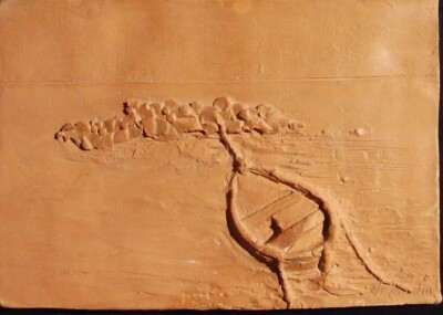 Scultura In Terracotta Di Tobia De Candia Marina Con Barca