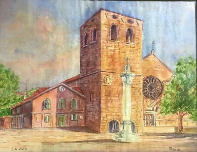 Religious Art and Architecture in Trieste: View of San Giusto, Painting by the Artist Perich
