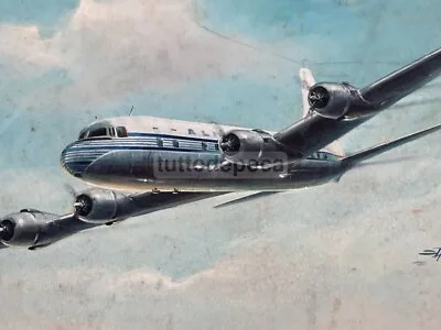 Aviazione, Aerei, Alitalia: Bozzetto Pubblicitario, Dipinto Originale Firmato