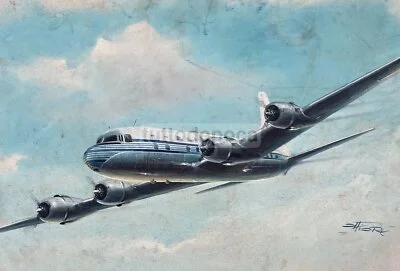 Aviazione, Aerei, Alitalia: Bozzetto Pubblicitario, Dipinto Originale Firmato