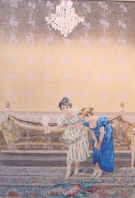 Gian Gianni (attr.)   Veduta d'Interno Con Gentildonne   Tempera Su Carta
