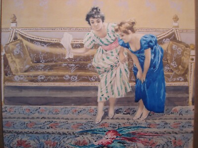 Gian Gianni (attr.)   Veduta d'Interno Con Gentildonne   Tempera Su Carta