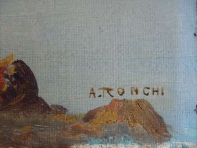 Paesaggio Montano Con Lago, Arnaldo Ronchi, Olio Su Faesite, Anni '30