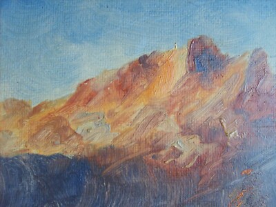 Paesaggio Montano Con Lago, Arnaldo Ronchi, Olio Su Faesite, Anni '30
