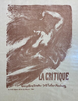 Arte, Francia: Illustrazione Liberty Pubblicitaria 'La Critique'   Durangel, 1897