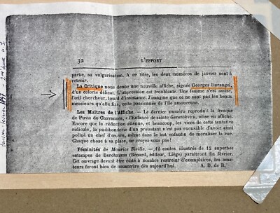 Arte, Francia: Illustrazione Liberty Pubblicitaria 'La Critique'   Durangel, 1897