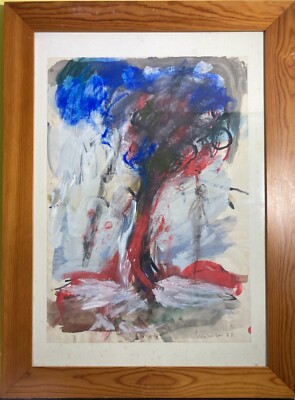 Alois Mosbacher: Dipinto Informale d'Epoca, Tecnica Mista Su Carta, 1983