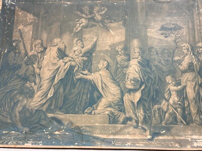 Arte Devozionale: Antica Stampa Biblica   Grande Illustrazione Animata   Gesù   Litografia