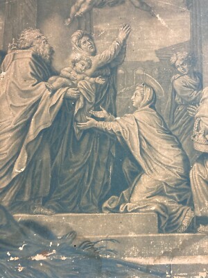 Arte Devozionale: Antica Stampa Biblica   Grande Illustrazione Animata   Gesù   Litografia