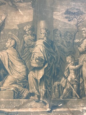 Arte Devozionale: Antica Stampa Biblica   Grande Illustrazione Animata   Gesù   Litografia