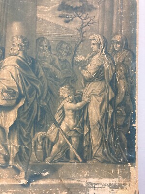 Arte Devozionale: Antica Stampa Biblica   Grande Illustrazione Animata   Gesù   Litografia
