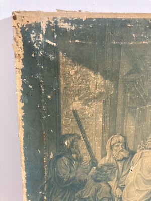 Arte Devozionale: Antica Stampa Biblica   Grande Illustrazione Animata   Gesù   Litografia