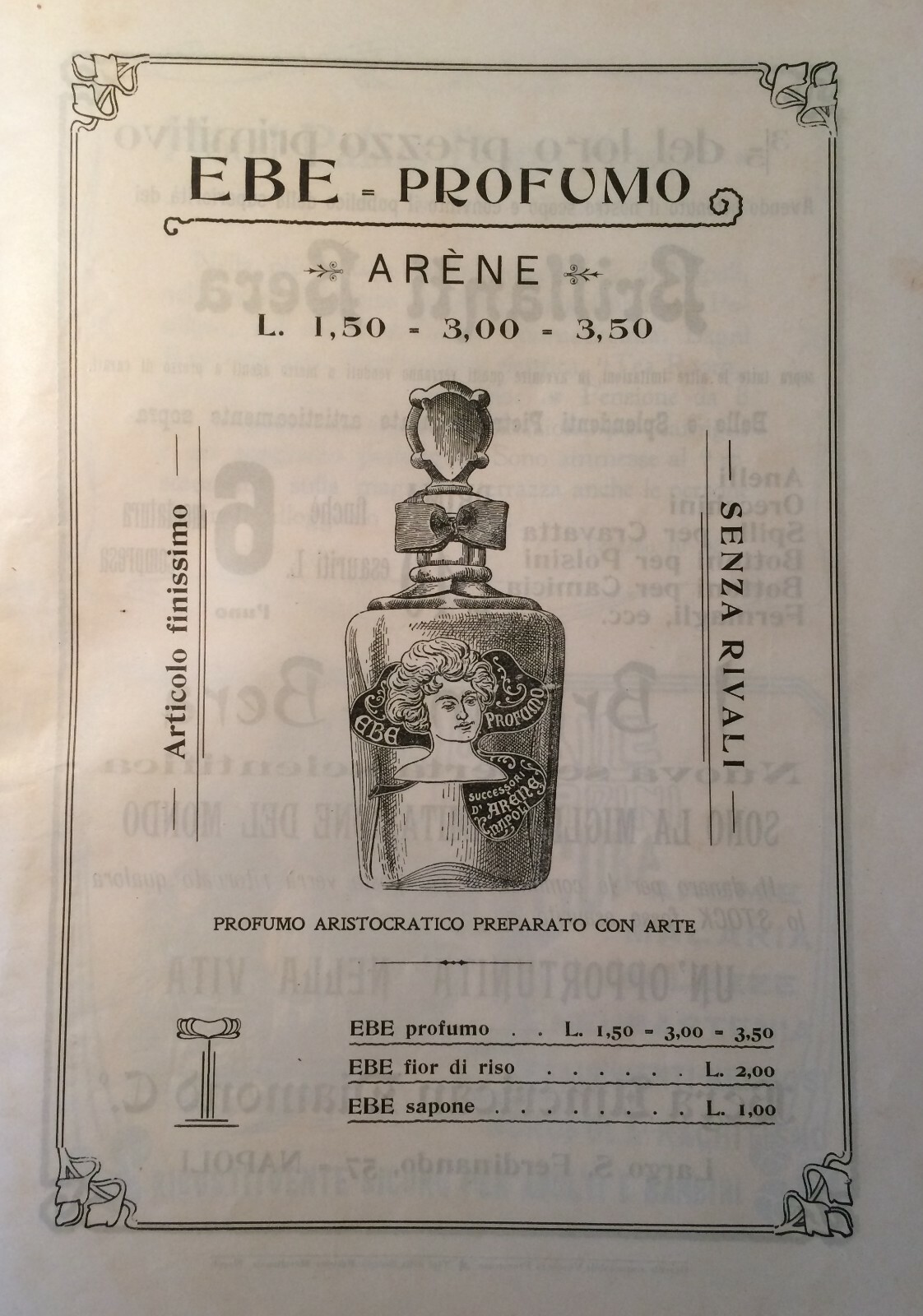 Profumeria, Cosmesi, Napoli, Profumo Ebe E Brillanti Bera, Pubblicità