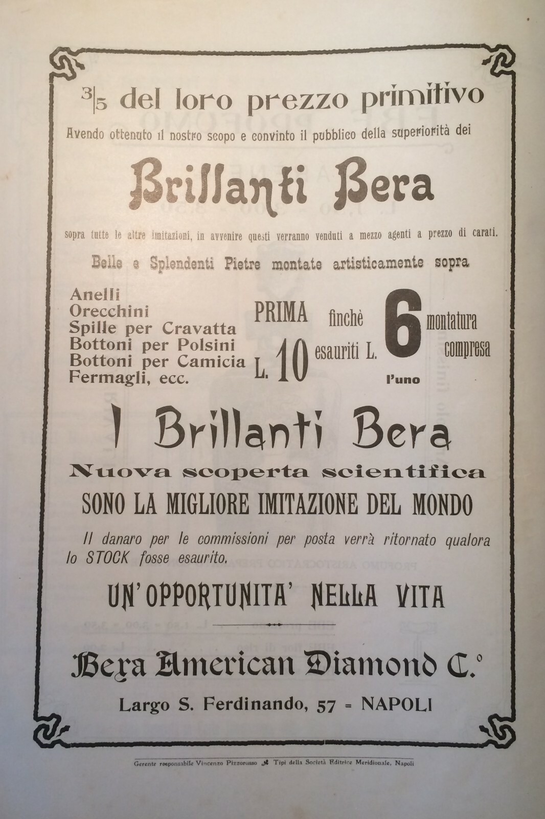 Profumeria, Cosmesi, Napoli, Profumo Ebe E Brillanti Bera, Pubblicità