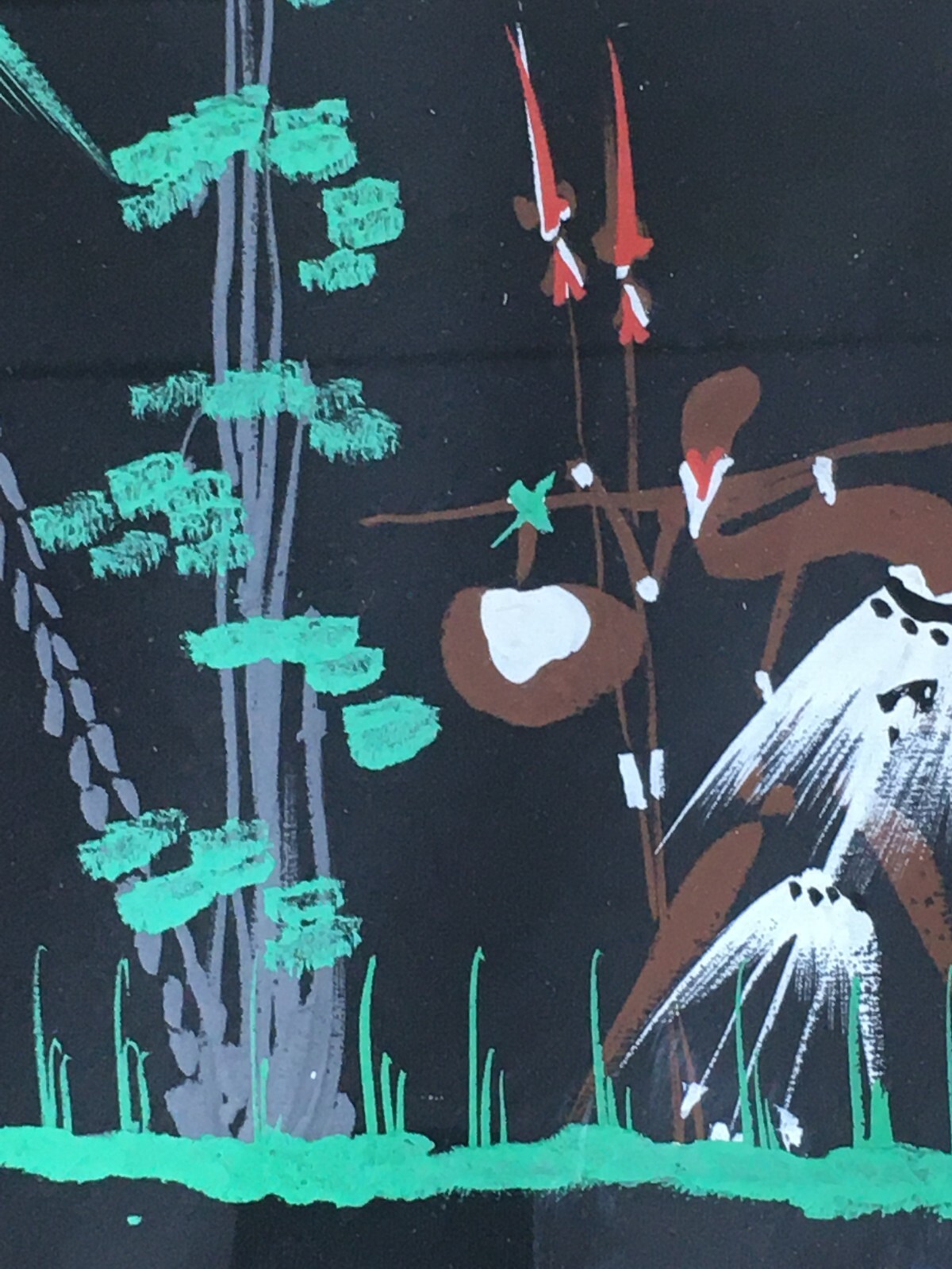 Africa: Arte Indigena, Dipinto Su Carta Firmato Kou, XX Secolo